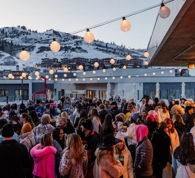Guests gathered on a Park City rooftop